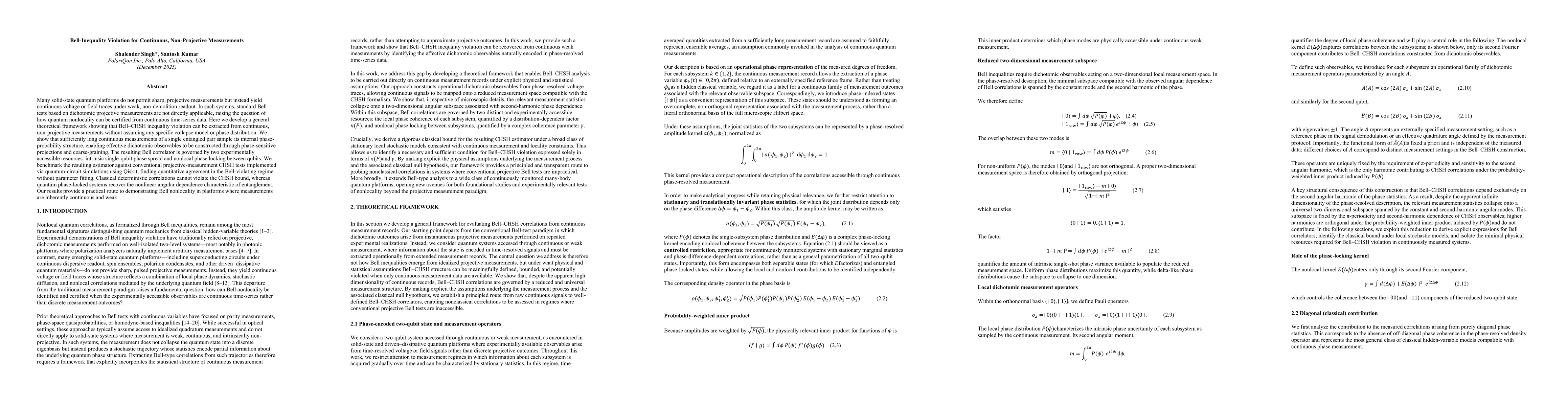 Thumbnail for Bell-Inequality Violation for Continuous, Non-Projective Measurements