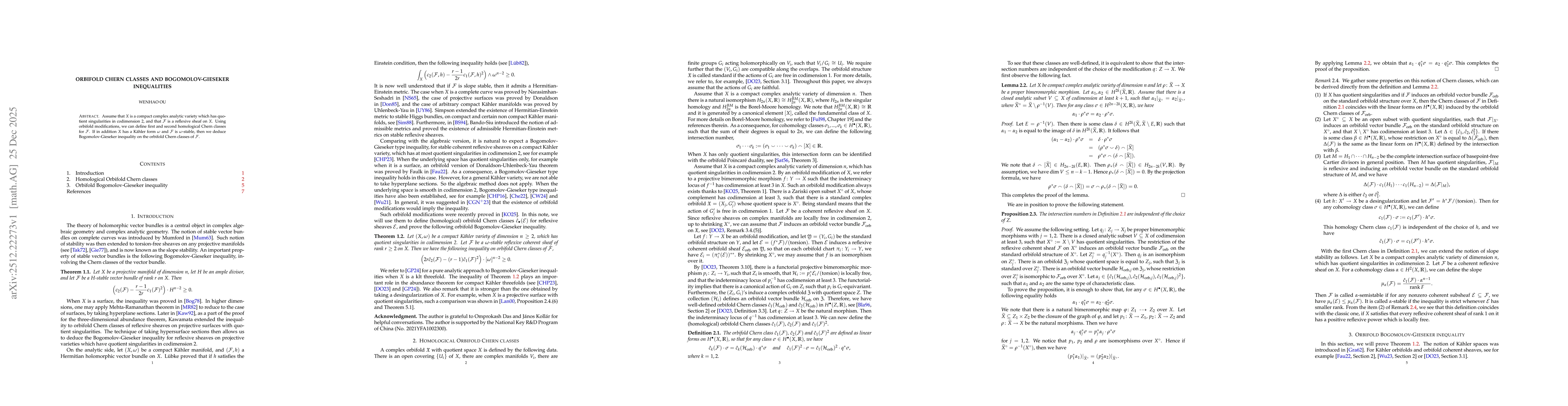Thumbnail for Orbifold Chern classes and Bogomolov-Gieseker inequalities
