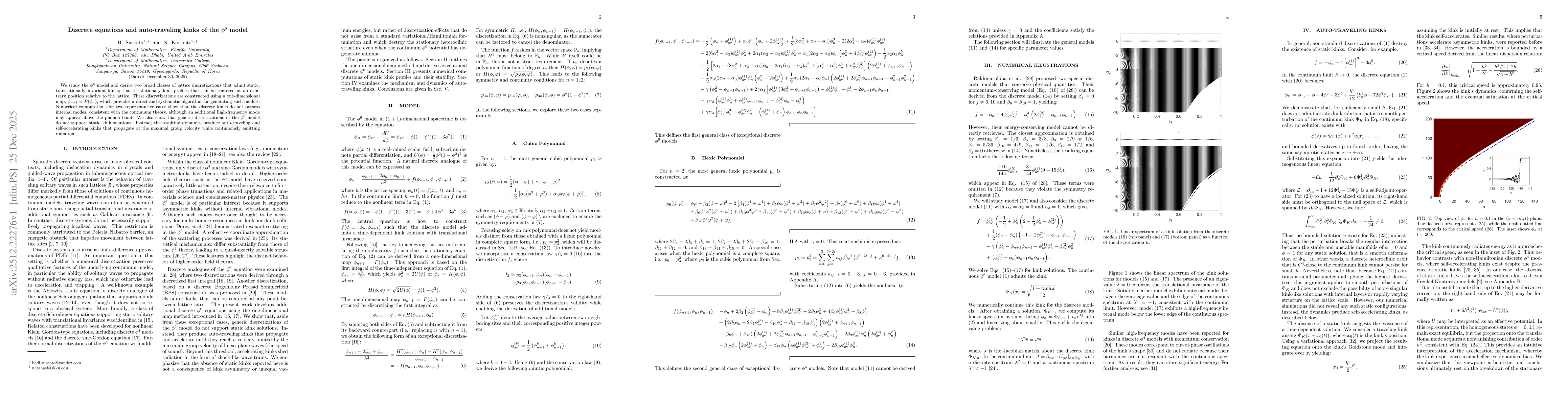 Thumbnail for Discrete equations and auto-traveling kinks of the $φ^6$ model