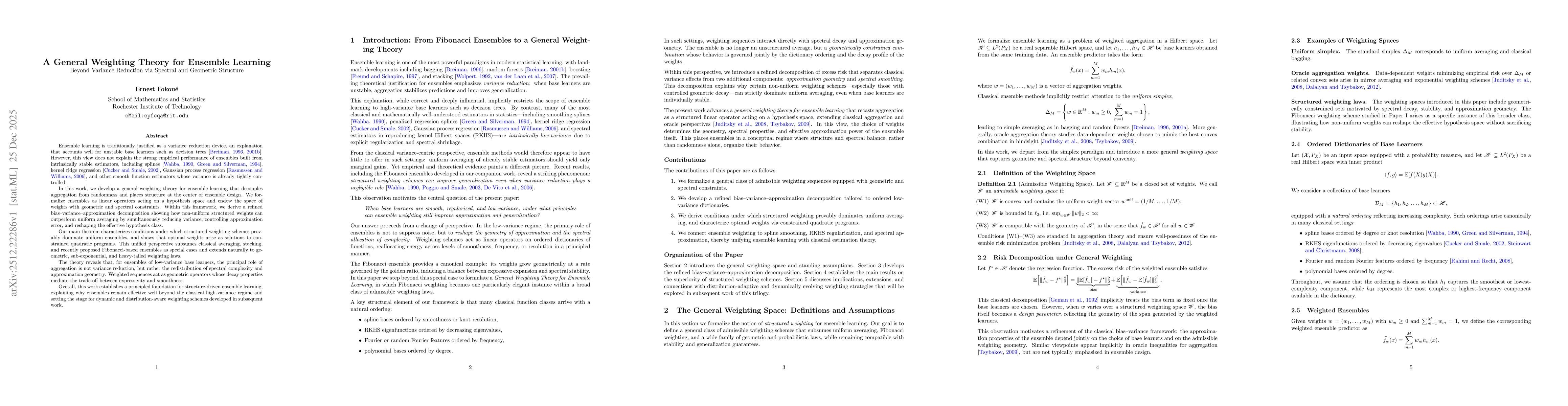 Thumbnail for A General Weighting Theory for Ensemble Learning: Beyond Variance Reduction via Spectral and Geometric Structure