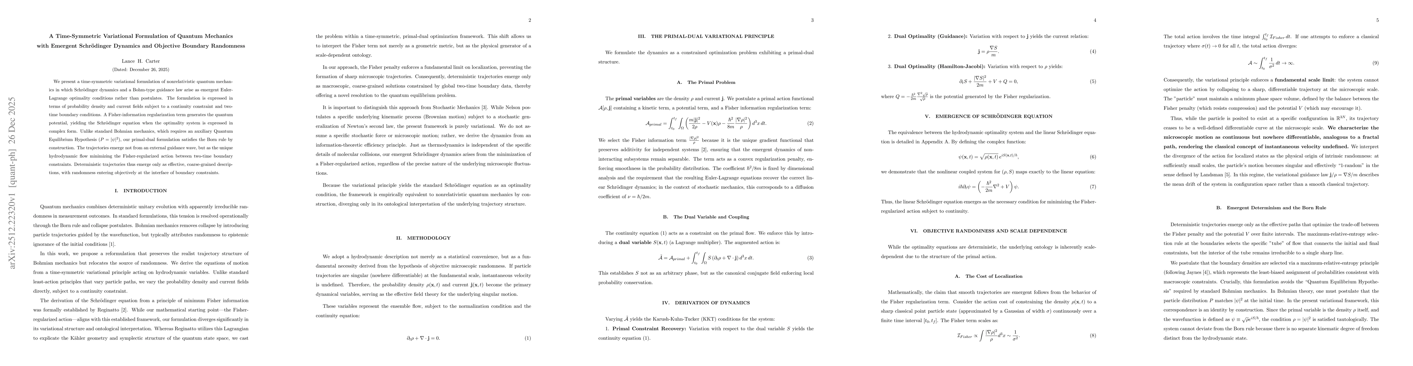 Thumbnail for A Time-Symmetric Variational Formulation of Quantum Mechanics with Emergent Schrödinger Dynamics and Objective Boundary Randomness