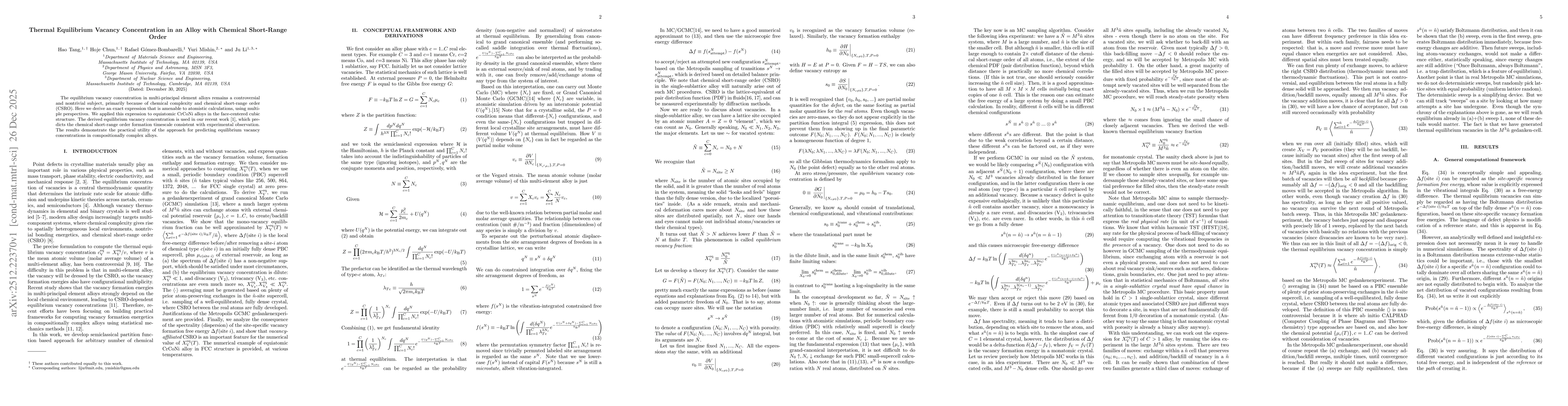 Thumbnail for Thermal Equilibrium Vacancy Concentration in an Alloy with Chemical Short-Range Order