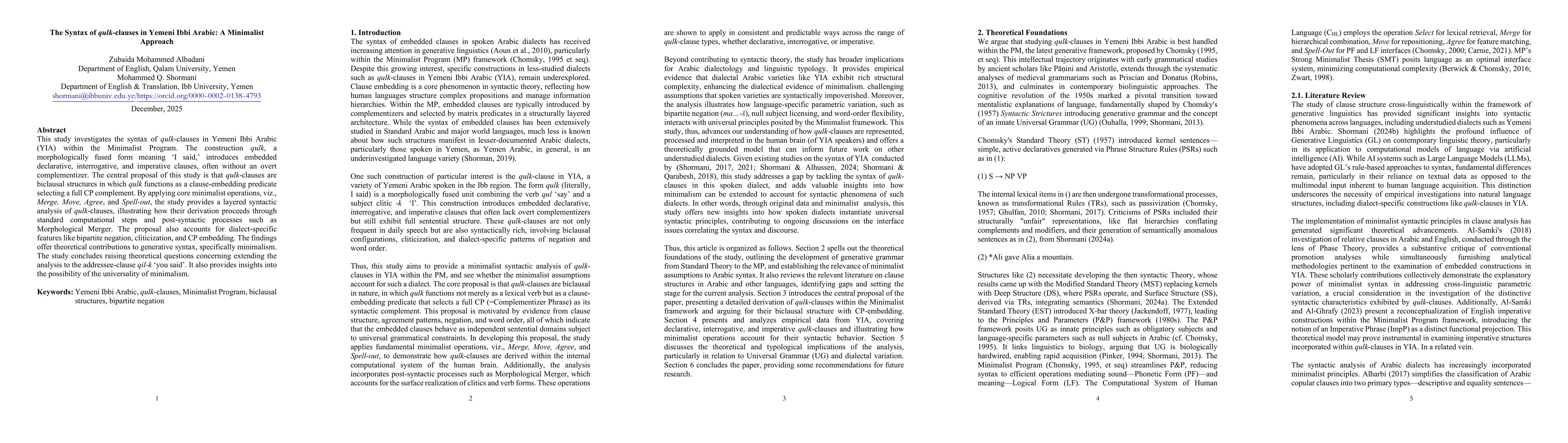Thumbnail for The Syntax of qulk-clauses in Yemeni Ibbi Arabic: A Minimalist Approach