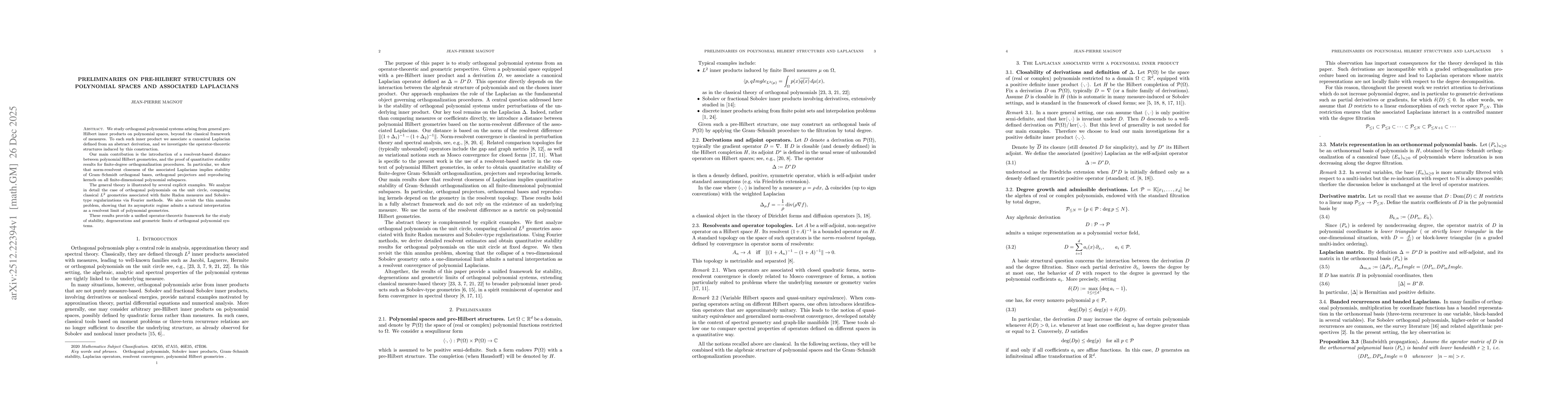 Thumbnail for Preliminaries on Pre-Hilbert Structures on Polynomial Spaces and Associated Laplacians
