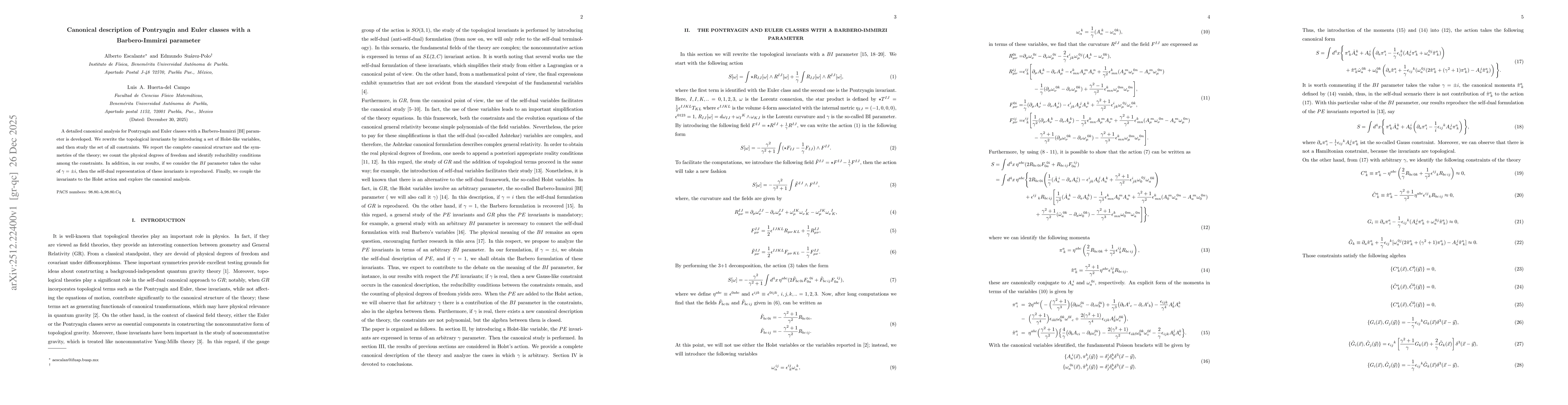 Thumbnail for Canonical description of Pontryagin and Euler classes with a Barbero-Immirzi parameter