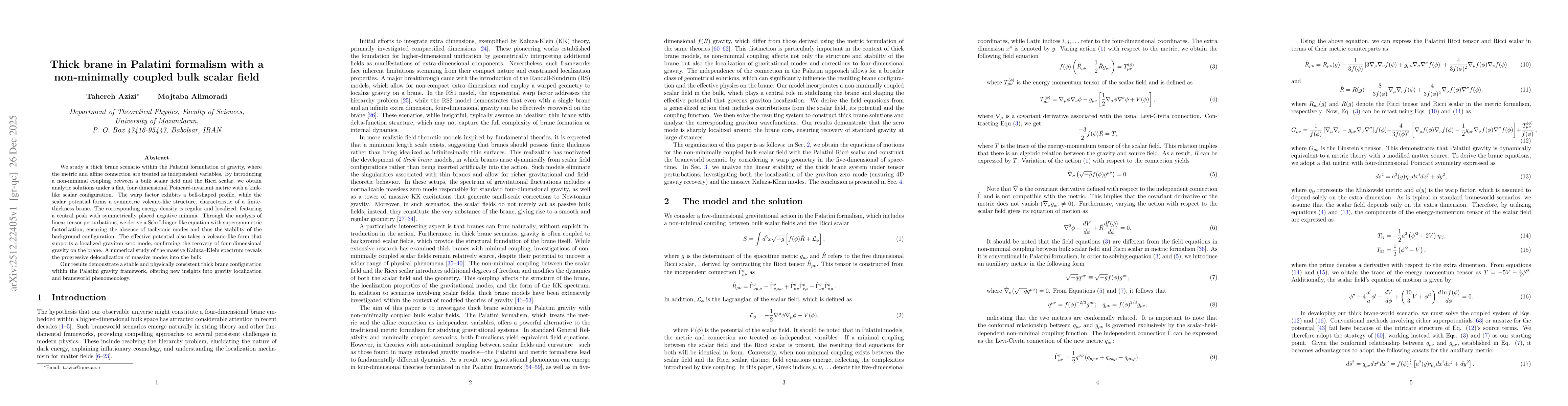 Thumbnail for Thick brane in Palatini formalism with a non-minimally coupled bulk scalar field