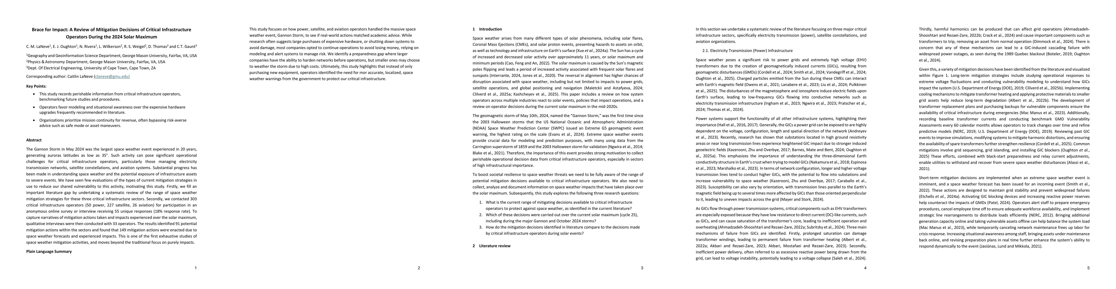 Thumbnail for Brace for Impact: A Review of Mitigation Decisions of Critical Infrastructure Operators During the 2024 Solar Maximum