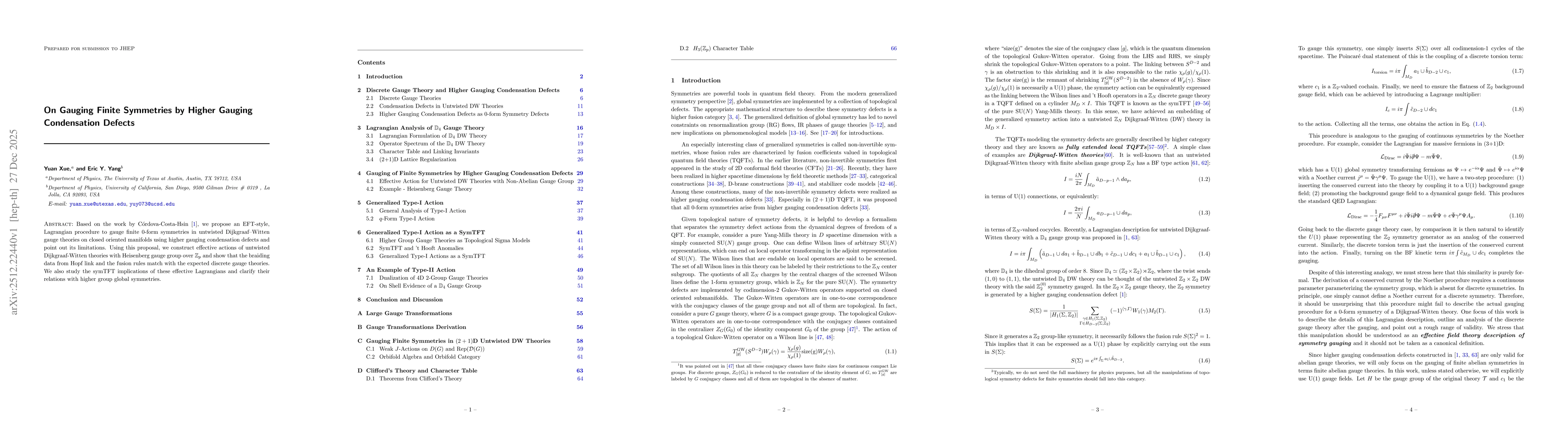 Thumbnail for On Gauging Finite Symmetries by Higher Gauging Condensation Defects