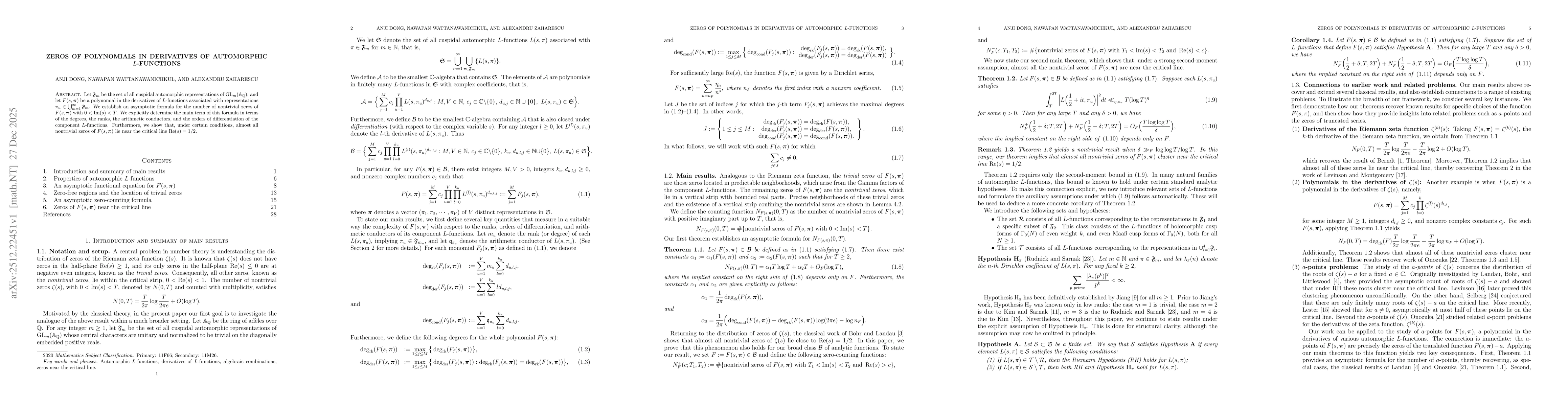 Thumbnail for Zeros of Polynomials in Derivatives of Automorphic $L$-functions