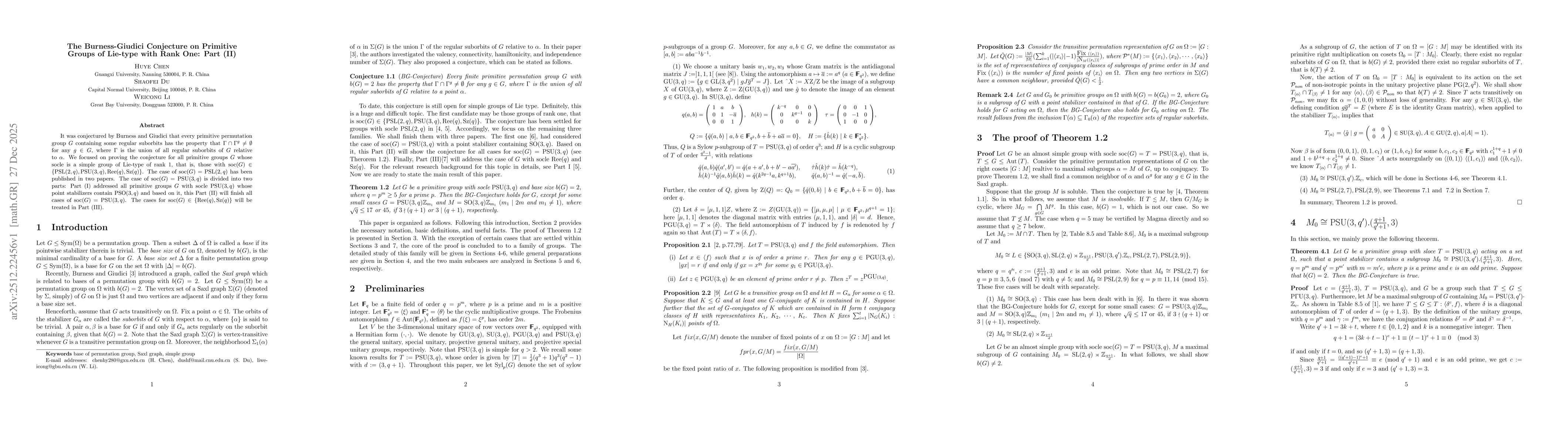 Thumbnail for The Burness-Giudici Conjecture on Primitive Groups of Lie-type with Rank One: Part (II)
