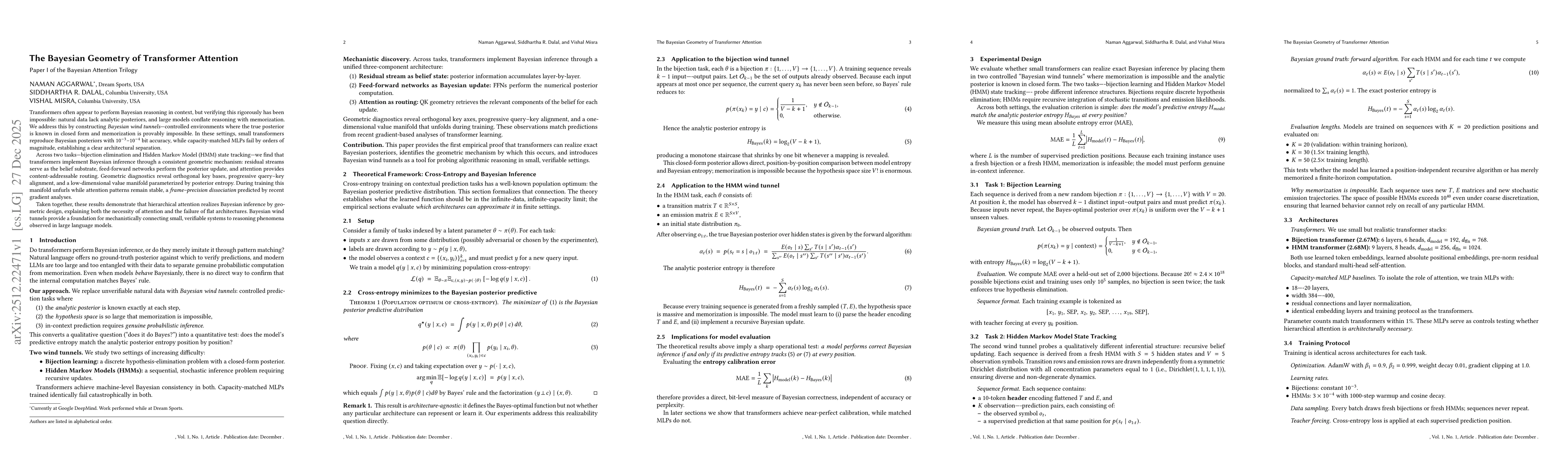 Thumbnail for The Bayesian Geometry of Transformer Attention