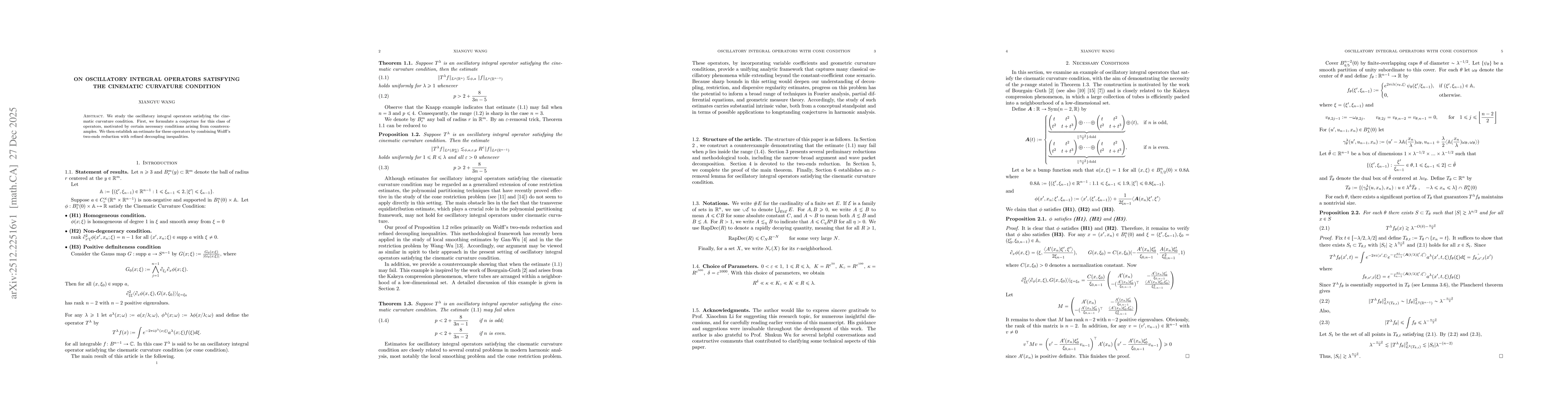 Thumbnail for On Oscillatory Integral Operators Satisfying the cinematic curvature condition