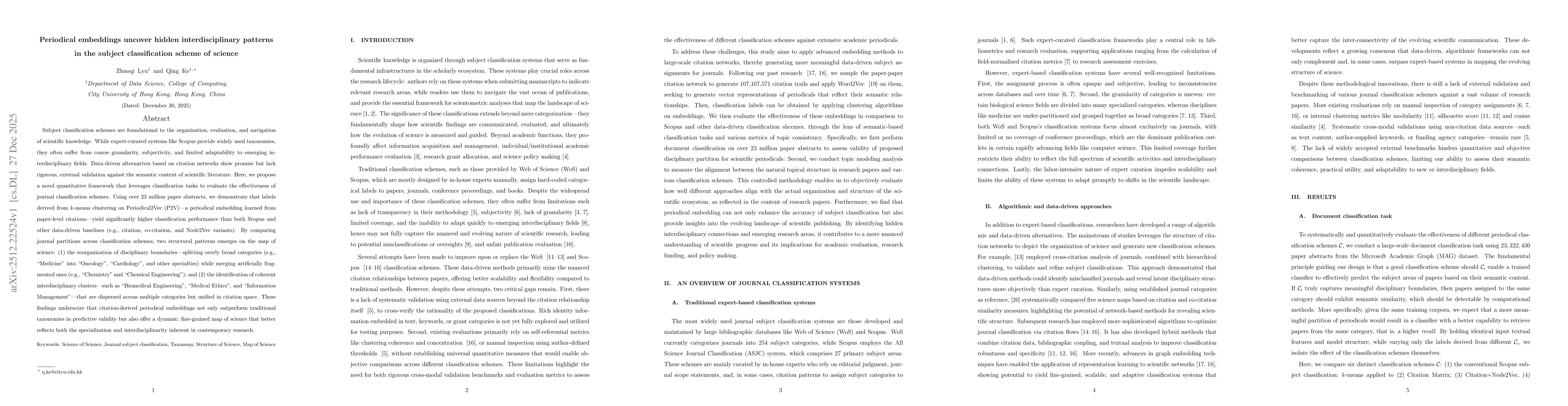 Thumbnail for Periodical embeddings uncover hidden interdisciplinary patterns in the subject classification scheme of science