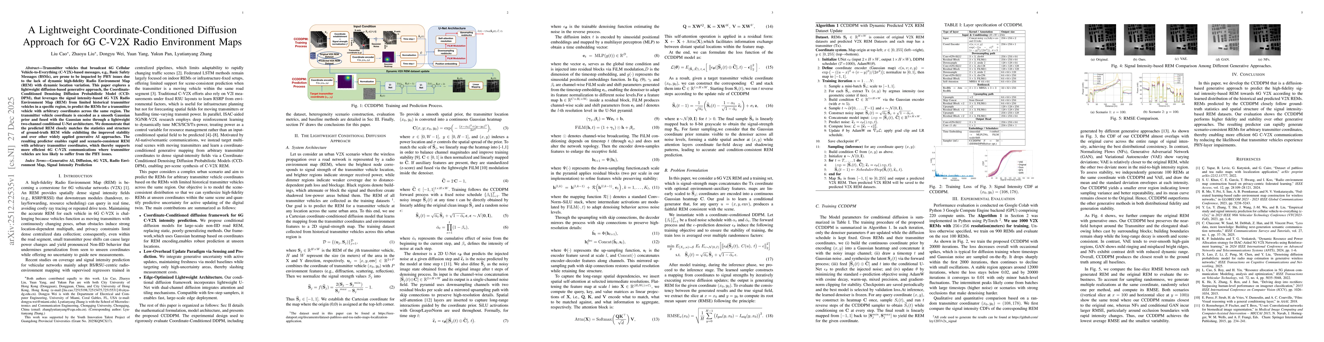 Thumbnail for A Lightweight Coordinate-Conditioned Diffusion Approach for 6G C-V2X Radio Environment Maps