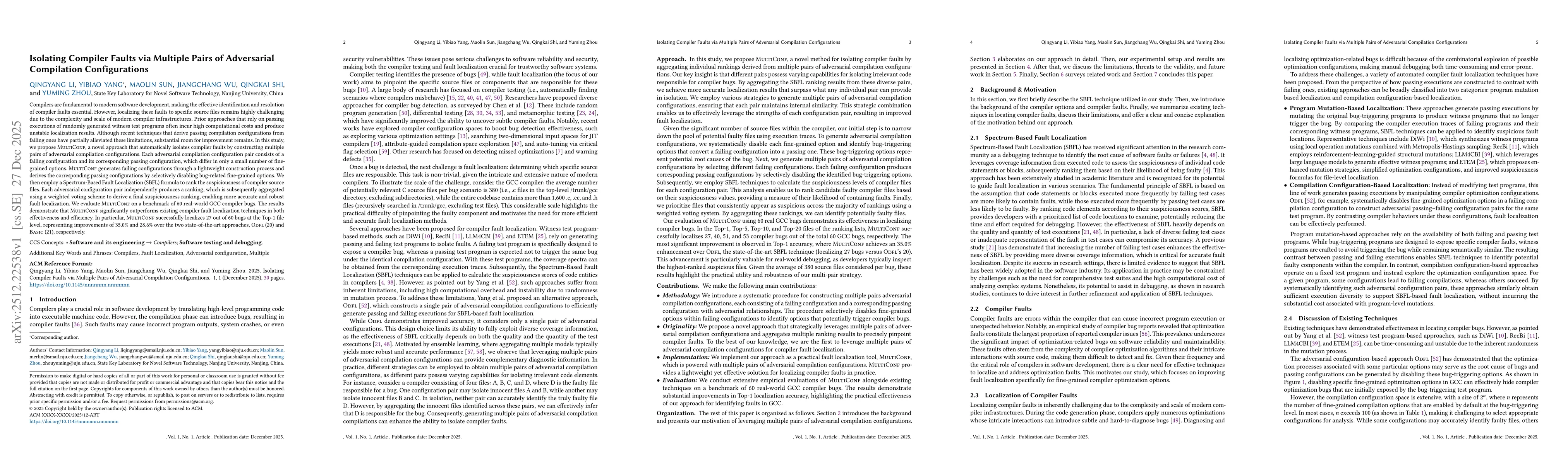 Thumbnail for Isolating Compiler Faults via Multiple Pairs of Adversarial Compilation Configurations