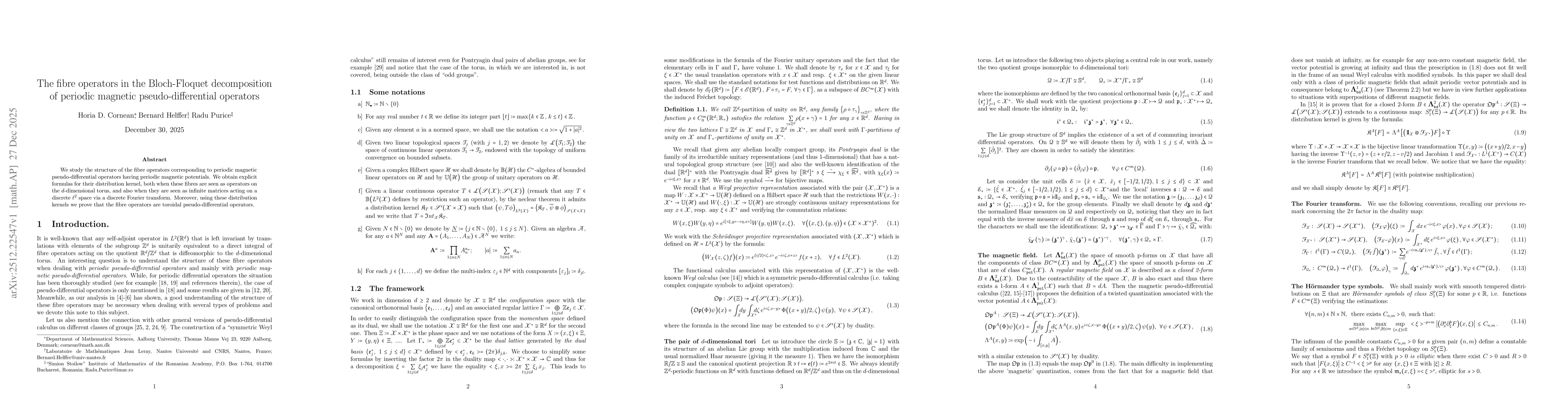 Thumbnail for The fibre operators in the Bloch-Floquet decomposition of periodic magnetic pseudo-differential operators