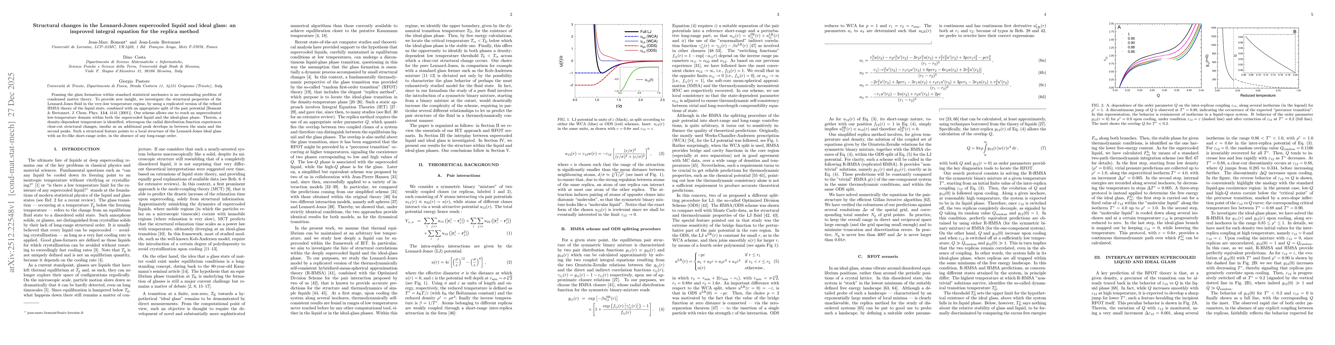 Thumbnail for Structural changes in the Lennard-Jones supercooled liquid and ideal glass: an improved integral equation for the replica method