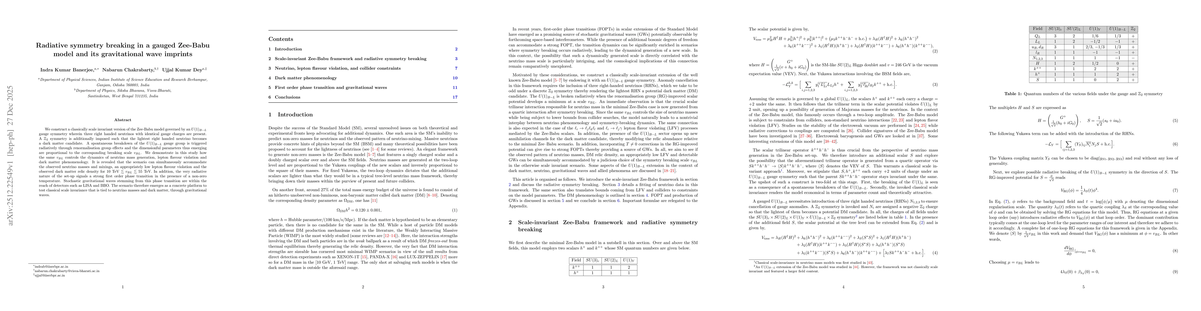 Thumbnail for Radiative symmetry breaking in a gauged Zee-Babu model and its gravitational wave imprints
