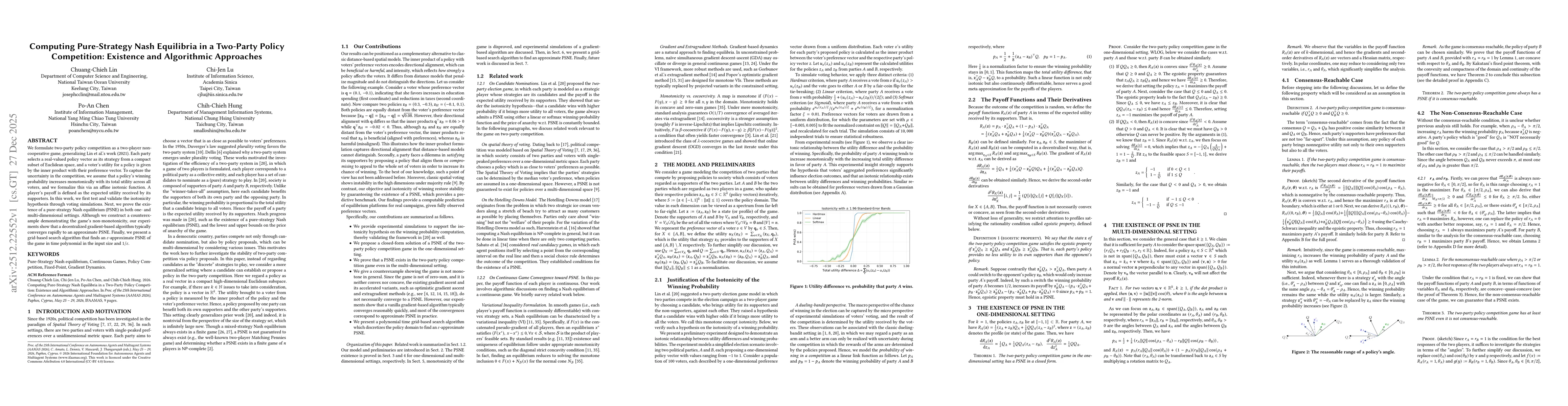 Thumbnail for Computing Pure-Strategy Nash Equilibria in a Two-Party Policy Competition: Existence and Algorithmic Approaches