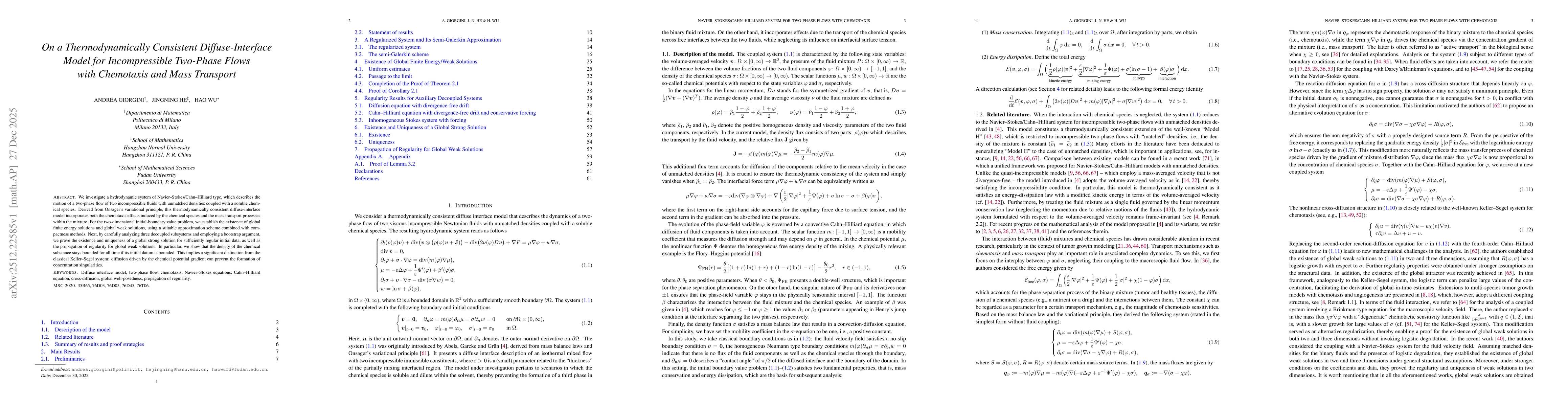 Thumbnail for On a Thermodynamically Consistent Diffuse-Interface Model for Incompressible Two-Phase Flows with Chemotaxis and Mass Transport