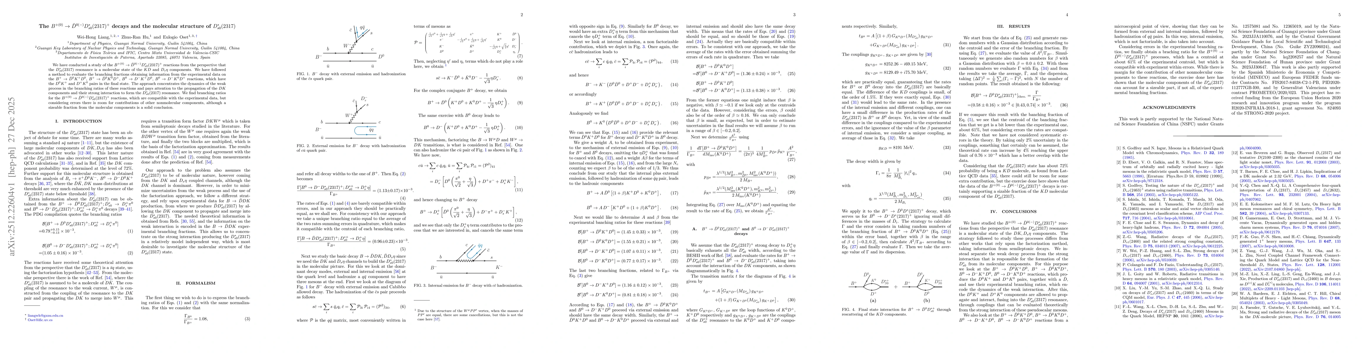 Thumbnail for The $B^{+(0)} \to \bar D^{0(-)} D^{*}_{s0}(2317)^+$ decays and the molecular structure of $D^*_{s0}(2317)$