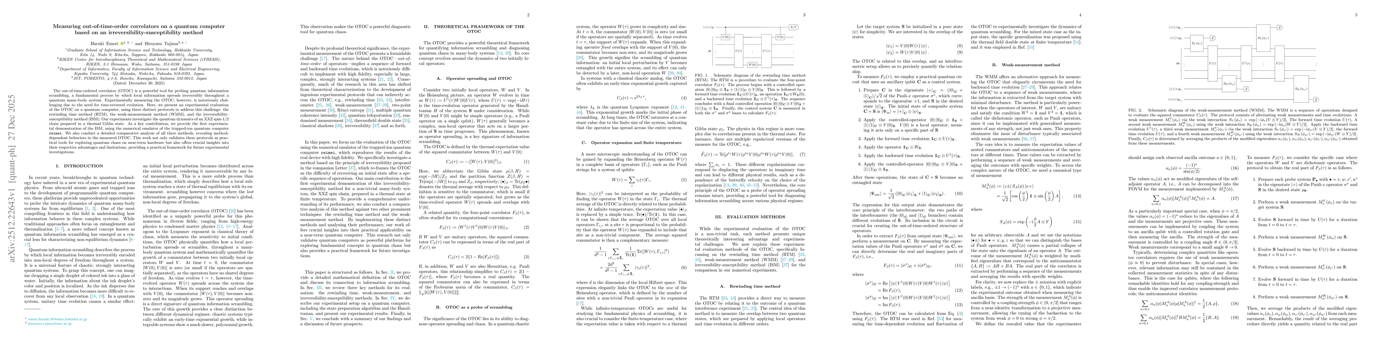 Thumbnail for Measuring out-of-time-order correlators on a quantum computer based on an irreversibility-susceptibility method