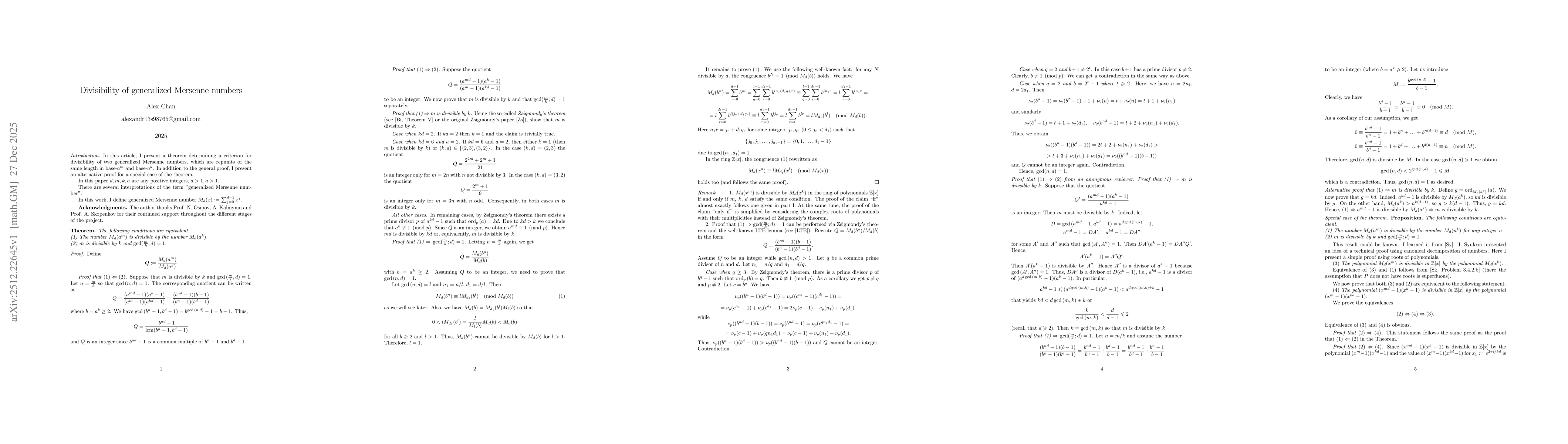 Thumbnail for Divisibility of generalized Mersenne numbers