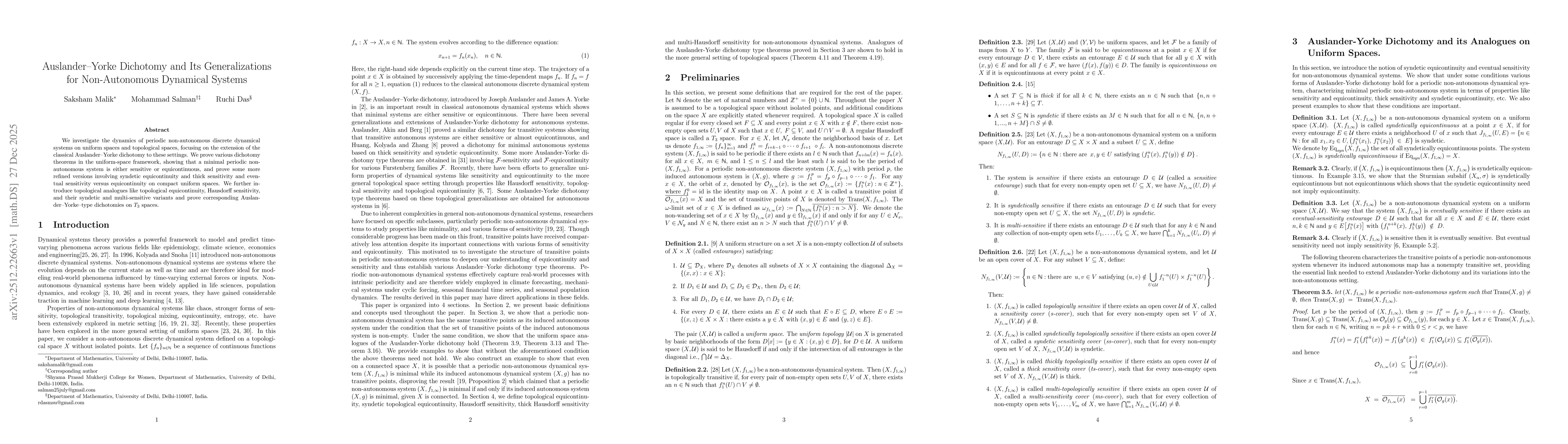 Thumbnail for Auslander-Yorke Dichotomy and Its Generalizations for Non-Autonomous Dynamical Systems
