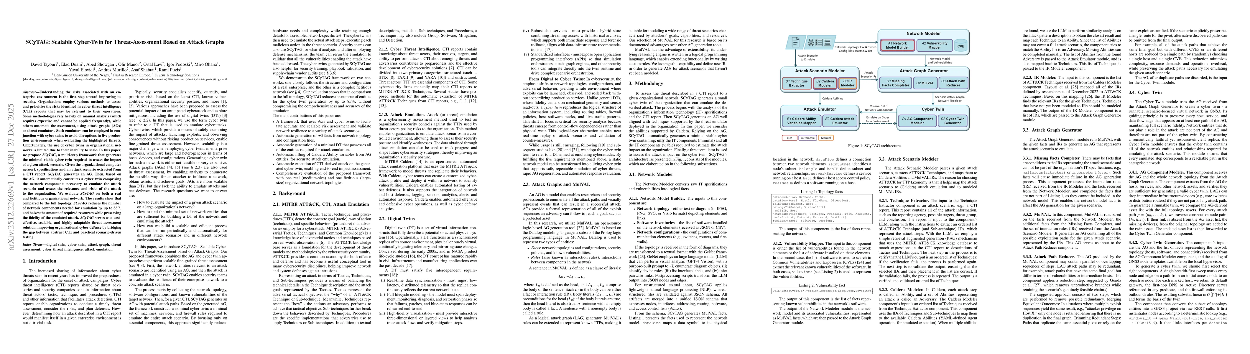 Thumbnail for SCyTAG: Scalable Cyber-Twin for Threat-Assessment Based on Attack Graphs