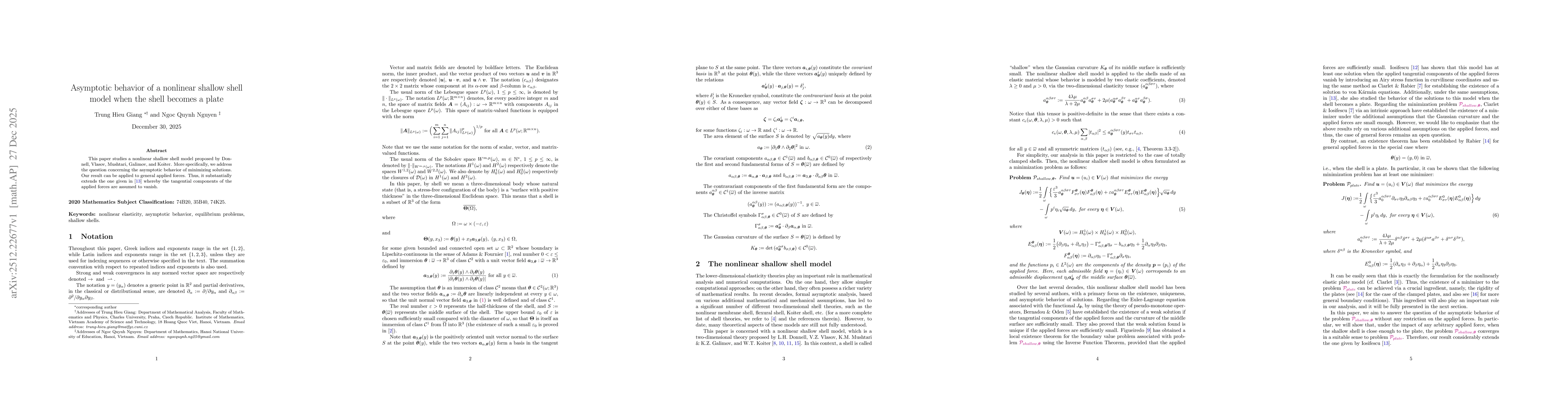 Thumbnail for Asymptotic behavior of a nonlinear shallow shell model when the shell becomes a plate