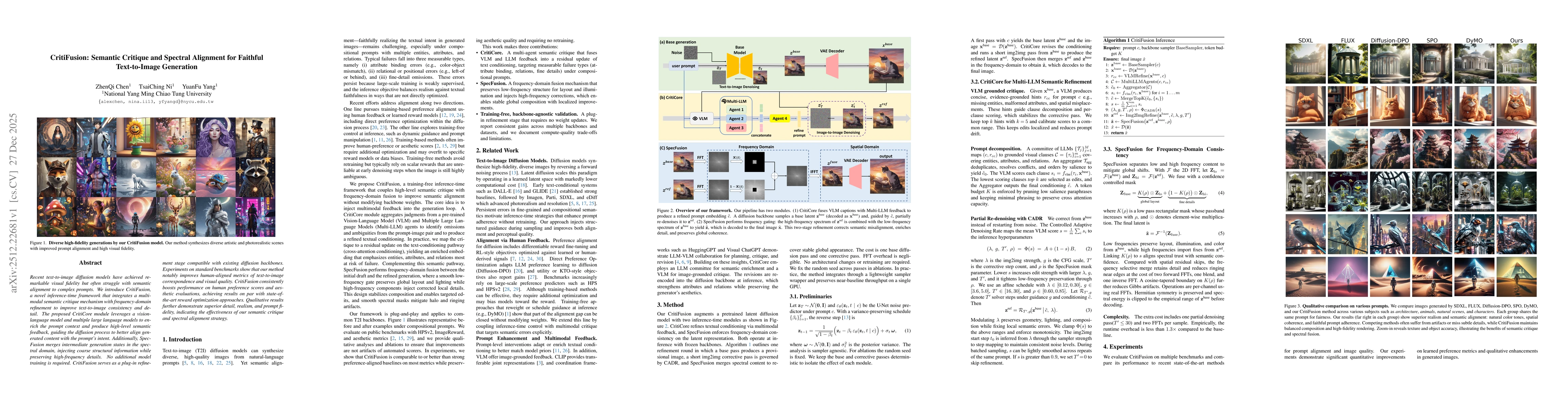 Thumbnail for CritiFusion: Semantic Critique and Spectral Alignment for Faithful Text-to-Image Generation