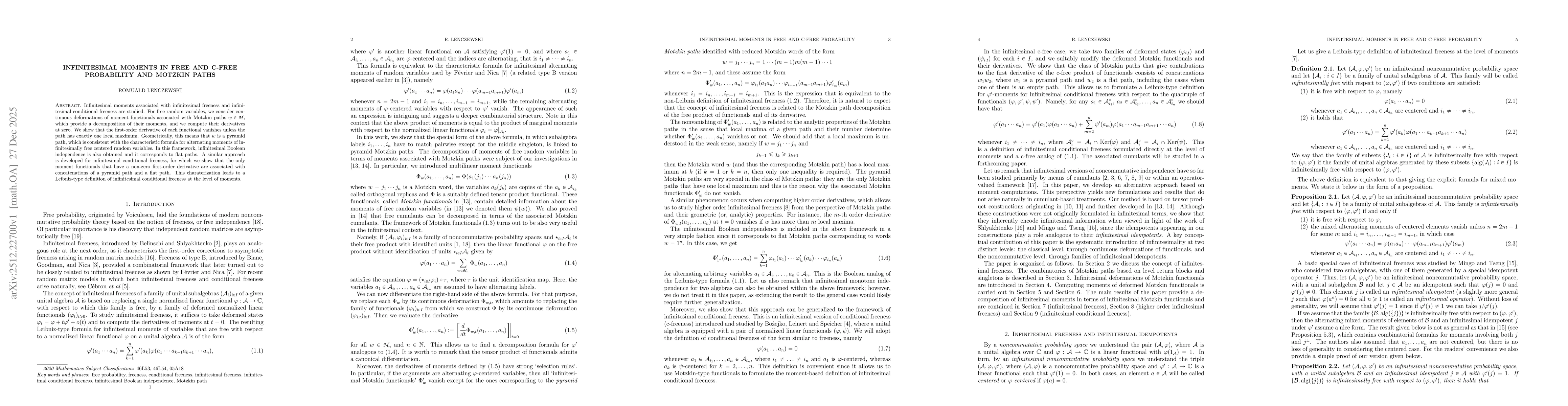 Thumbnail for Infinitesimal moments in free and c-free probability and Motzkin paths