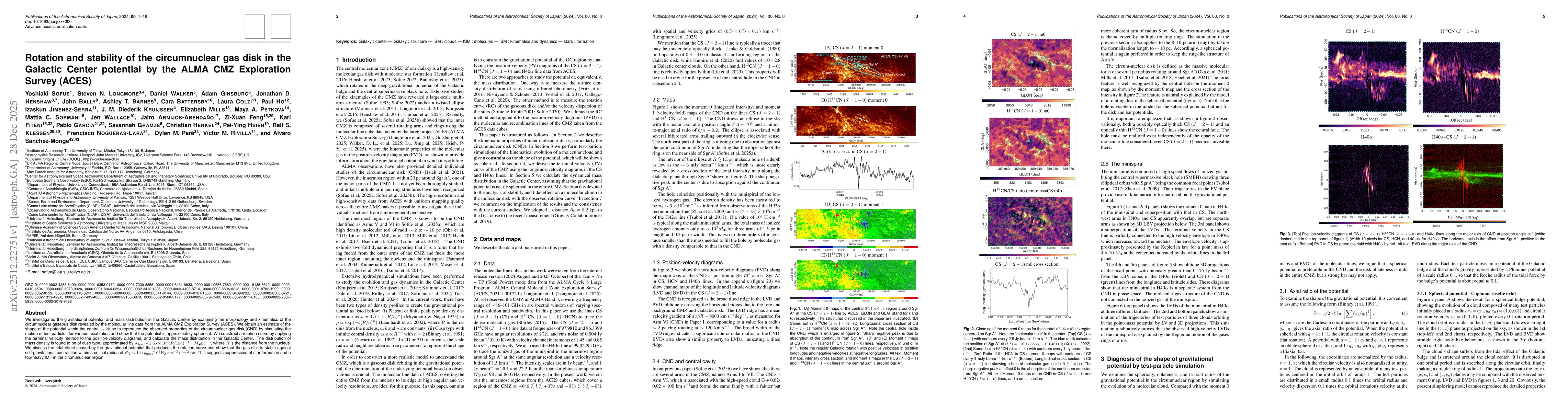 Thumbnail for Rotation and stability of the circumnuclear gas disk in the Galactic Center potential by the ALMA CMZ Exploration Survey (ACES)