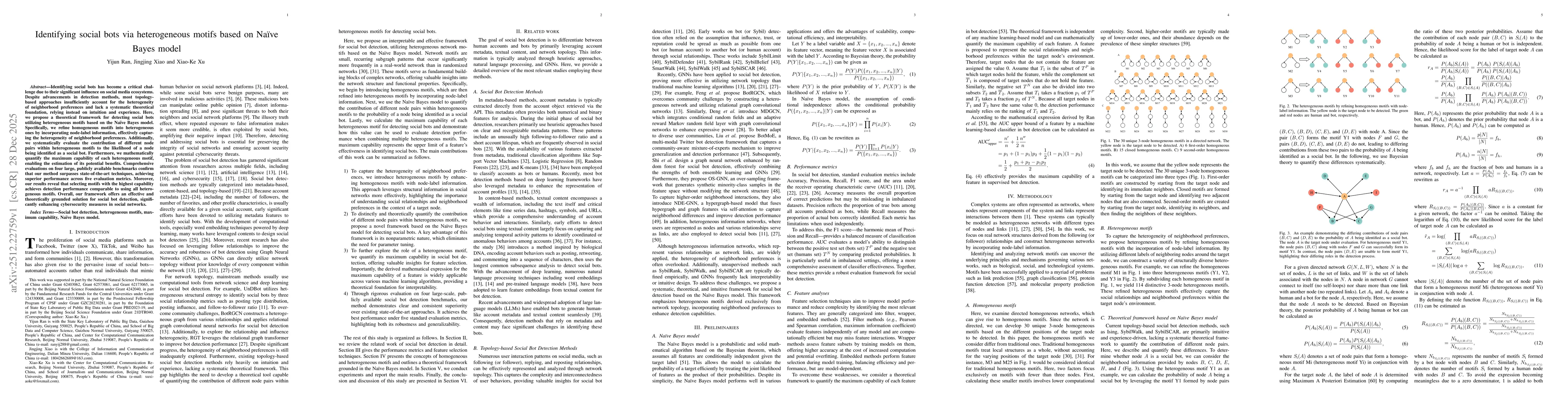Thumbnail for Identifying social bots via heterogeneous motifs based on Naïve Bayes model