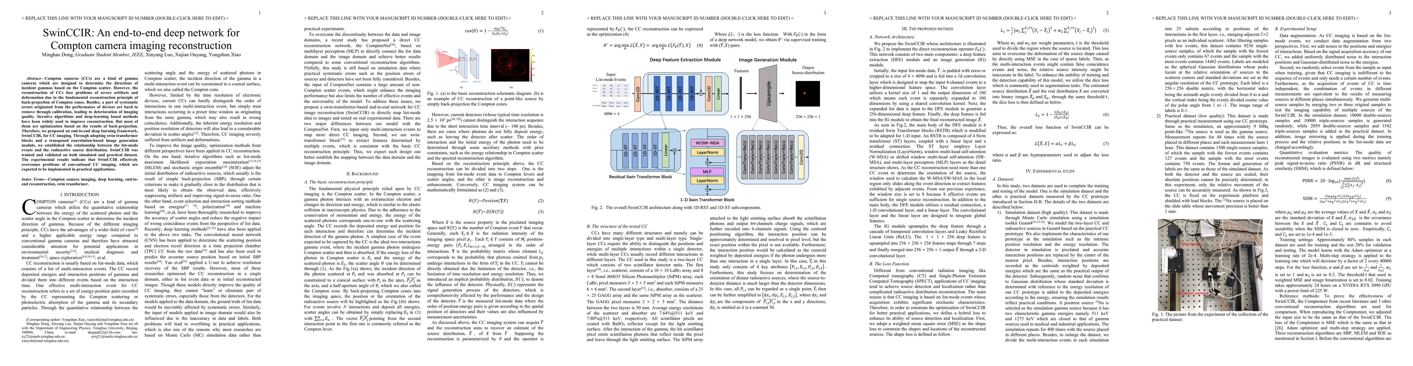 Thumbnail for SwinCCIR: An end-to-end deep network for Compton camera imaging reconstruction