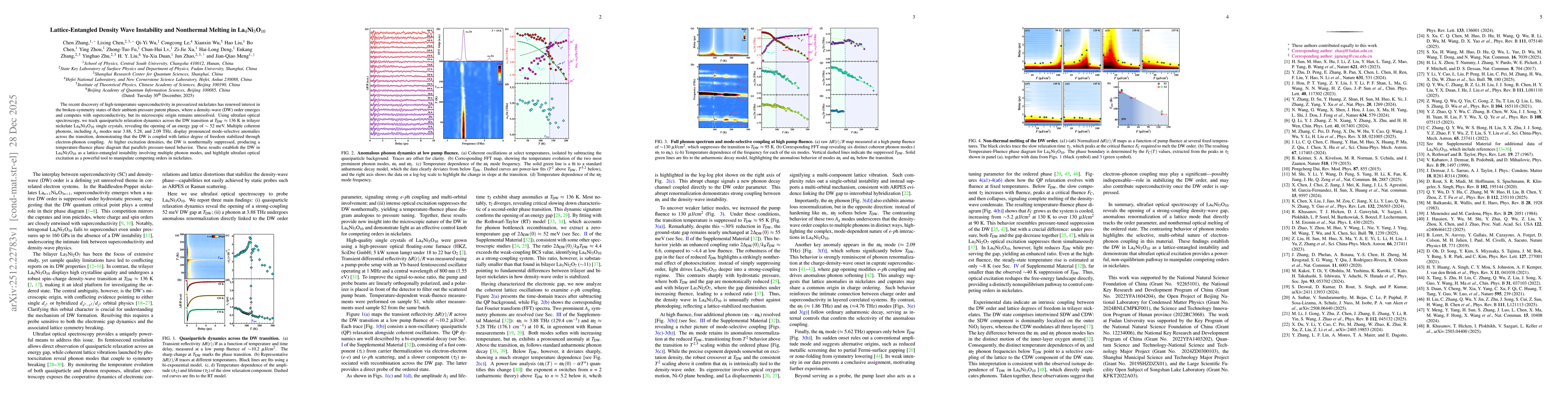 Thumbnail for Lattice-Entangled Density Wave Instability and Nonthermal Melting in La$_4$Ni$_3$O$_{10}$