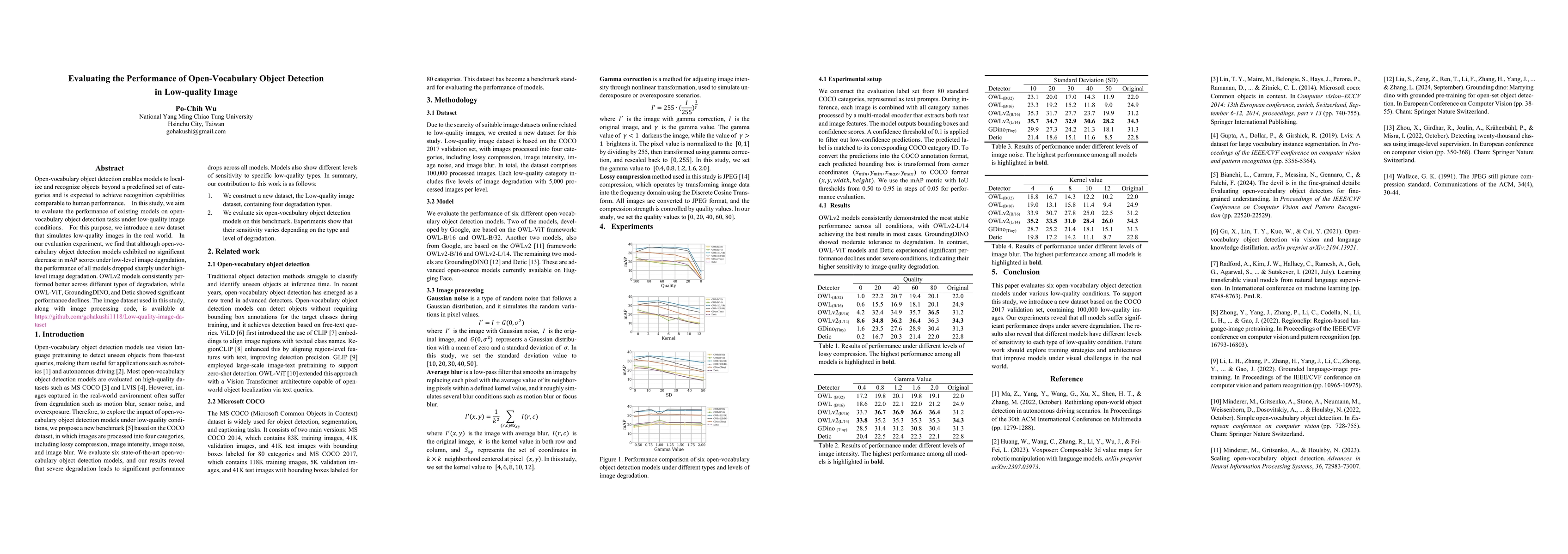 Thumbnail for Evaluating the Performance of Open-Vocabulary Object Detection in Low-quality Image