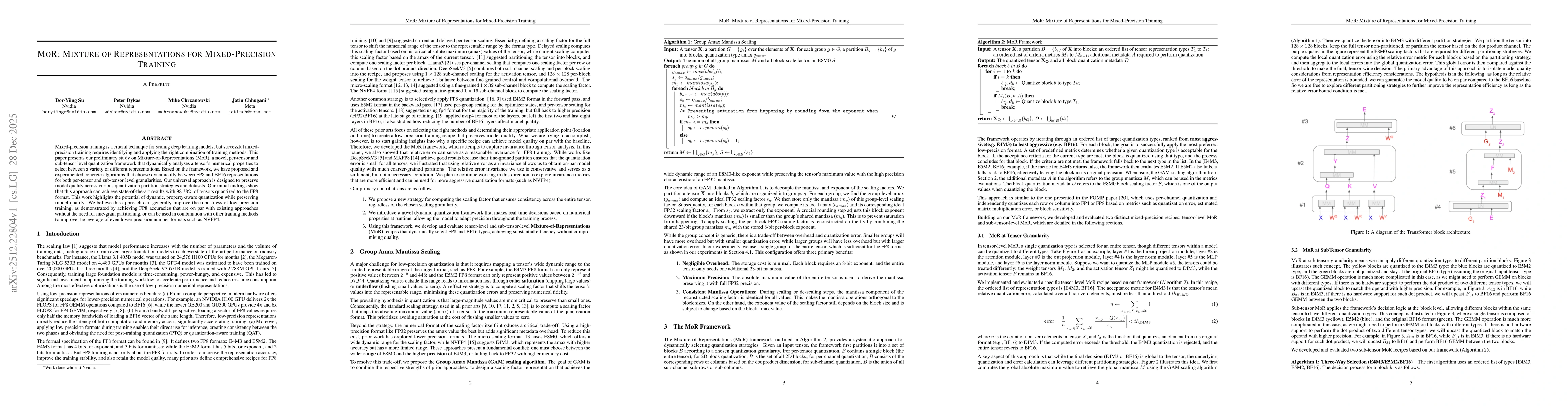 Thumbnail for MoR: Mixture Of Representations For Mixed-Precision Training