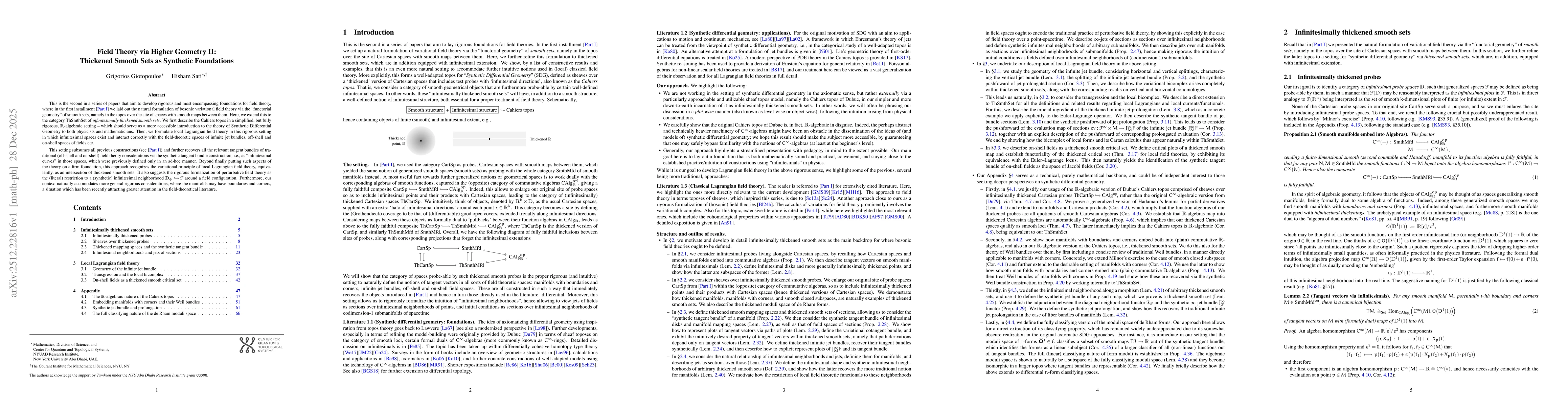 Thumbnail for Field Theory via Higher Geometry II: Thickened Smooth Sets as Synthetic Foundations