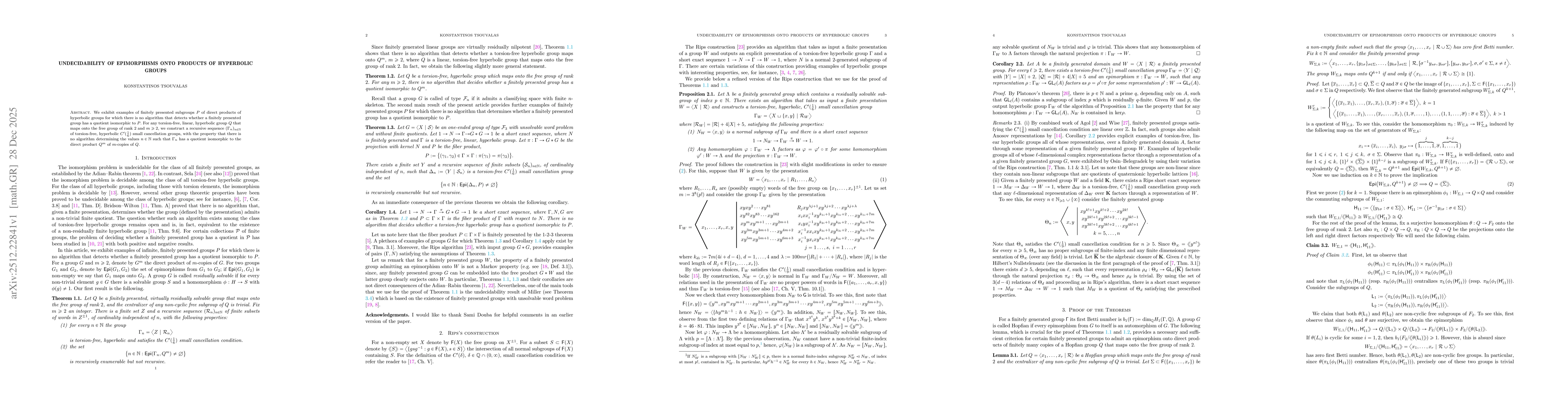 Thumbnail for Undecidability of epimorphisms onto products of hyperbolic groups
