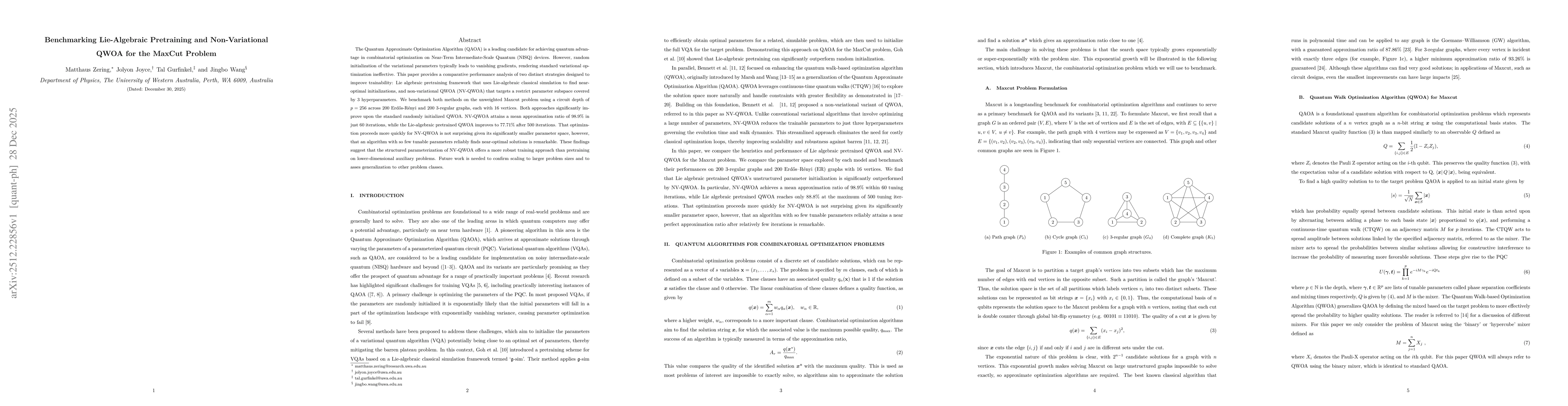 Thumbnail for Benchmarking Lie-Algebraic Pretraining and Non-Variational QWOA for the MaxCut Problem