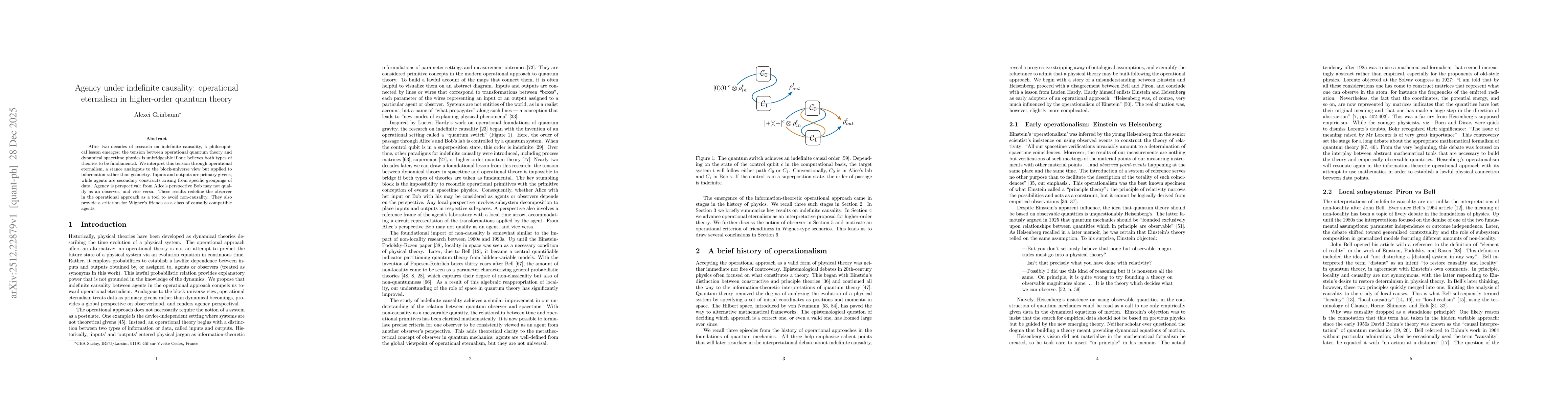 Thumbnail for Agency under indefinite causality: operational eternalism in higher-order quantum theory