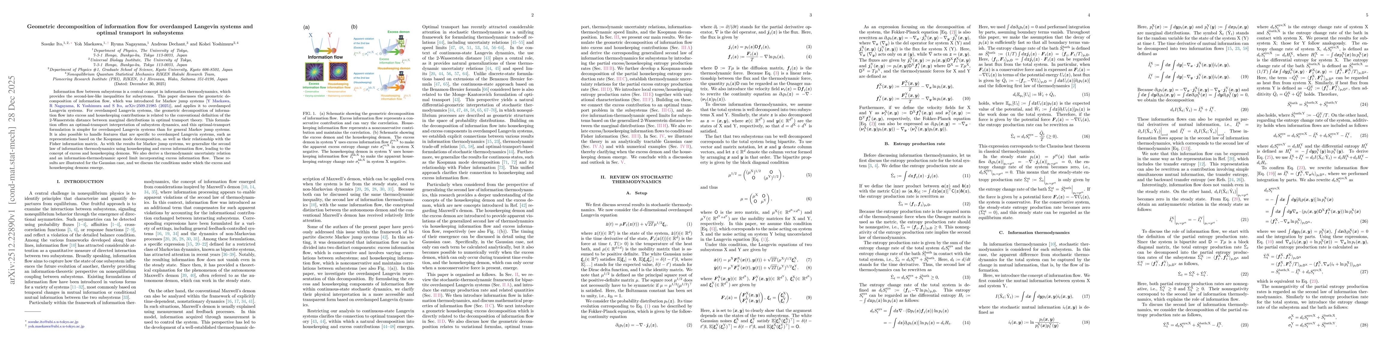 Thumbnail for Geometric decomposition of information flow for overdamped Langevin systems and optimal transport in subsystems