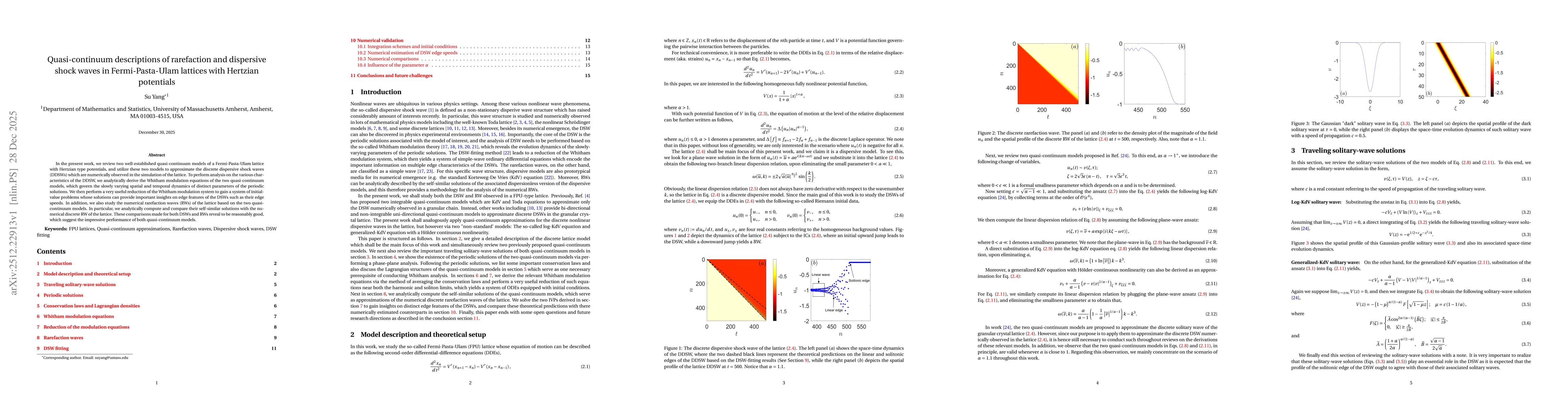 Thumbnail for Quasi-continuum descriptions of rarefaction and dispersive shock waves in Fermi-Pasta-Ulam lattices with Hertzian potentials