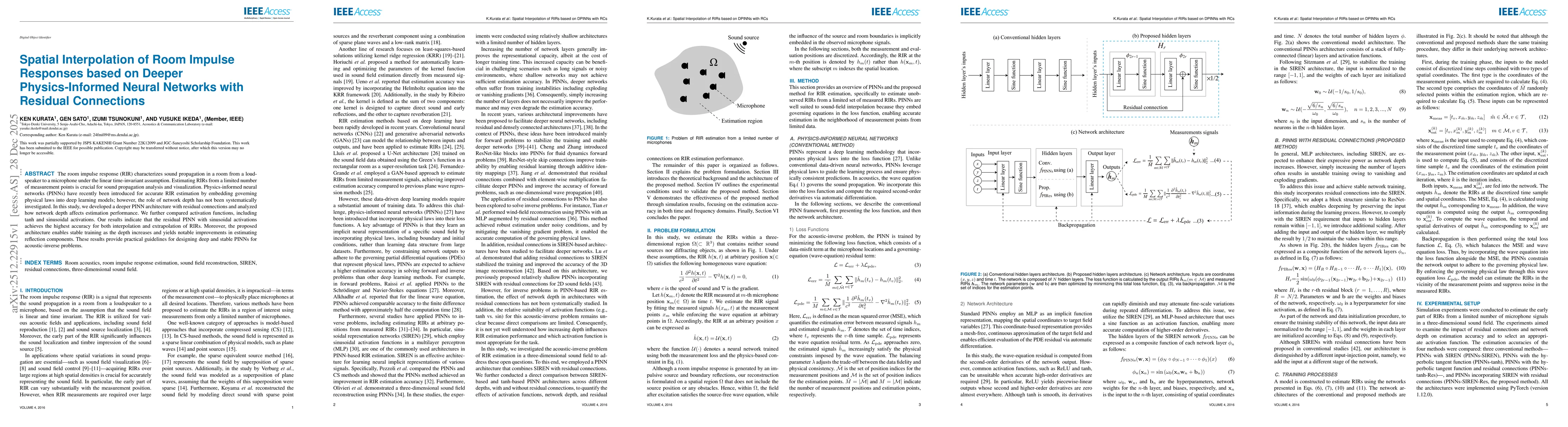 Thumbnail for Spatial Interpolation of Room Impulse Responses based on Deeper Physics-Informed Neural Networks with Residual Connections