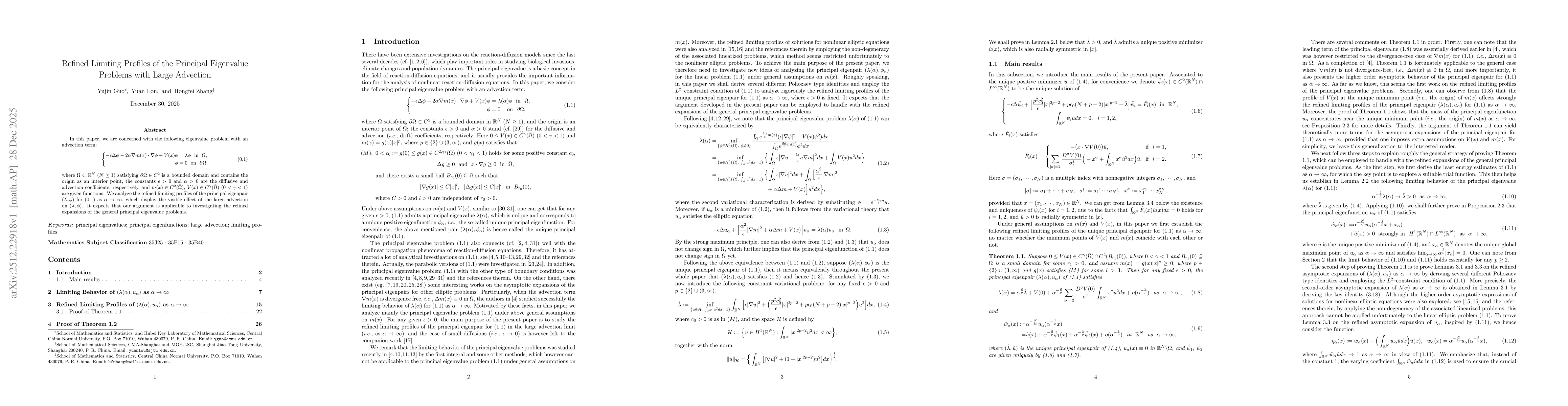 Thumbnail for Refined Limiting Profiles of the Principal Eigenvalue Problems with Large Advection