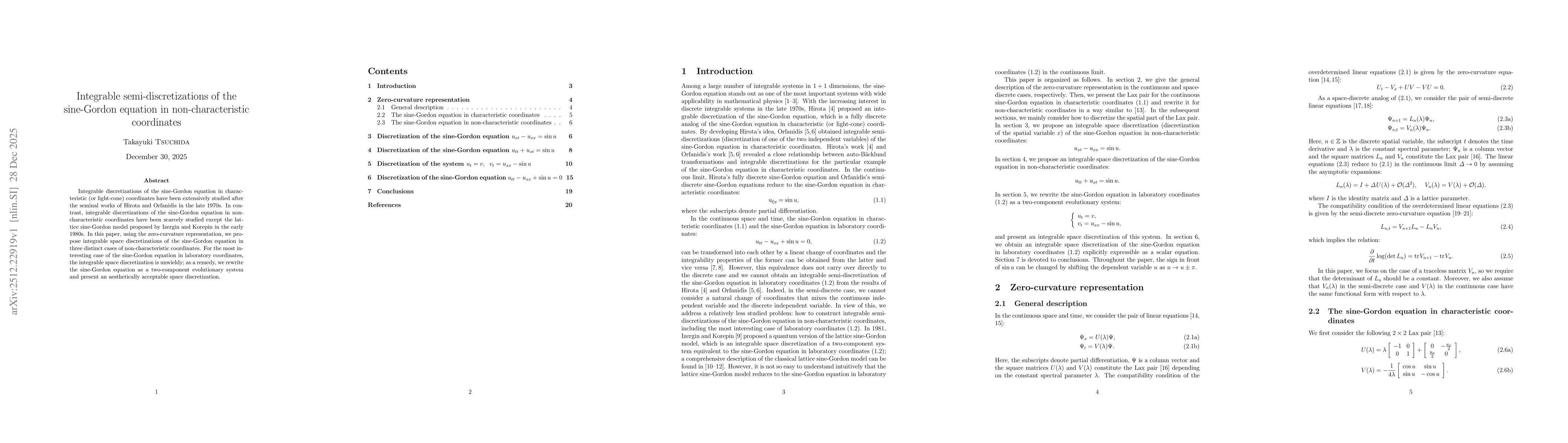 Thumbnail for Integrable semi-discretizations of the sine-Gordon equation in non-characteristic coordinates