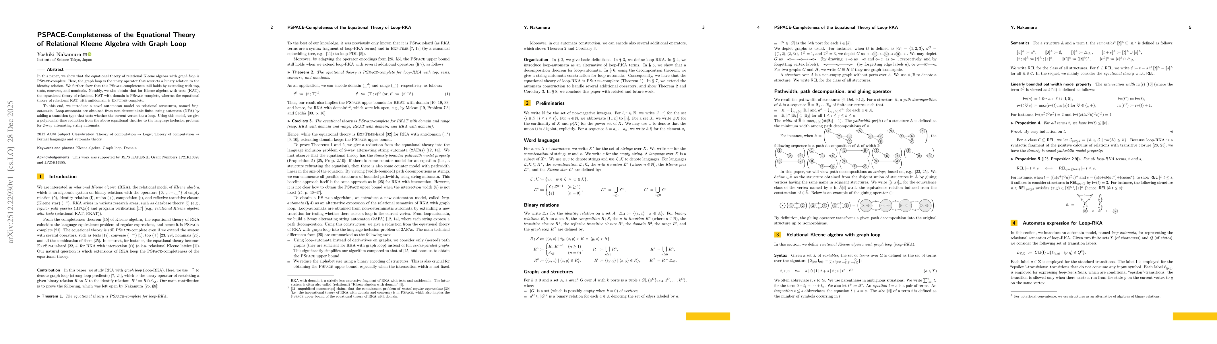 Thumbnail for PSPACE-Completeness of the Equational Theory of Relational Kleene Algebra with Graph Loop