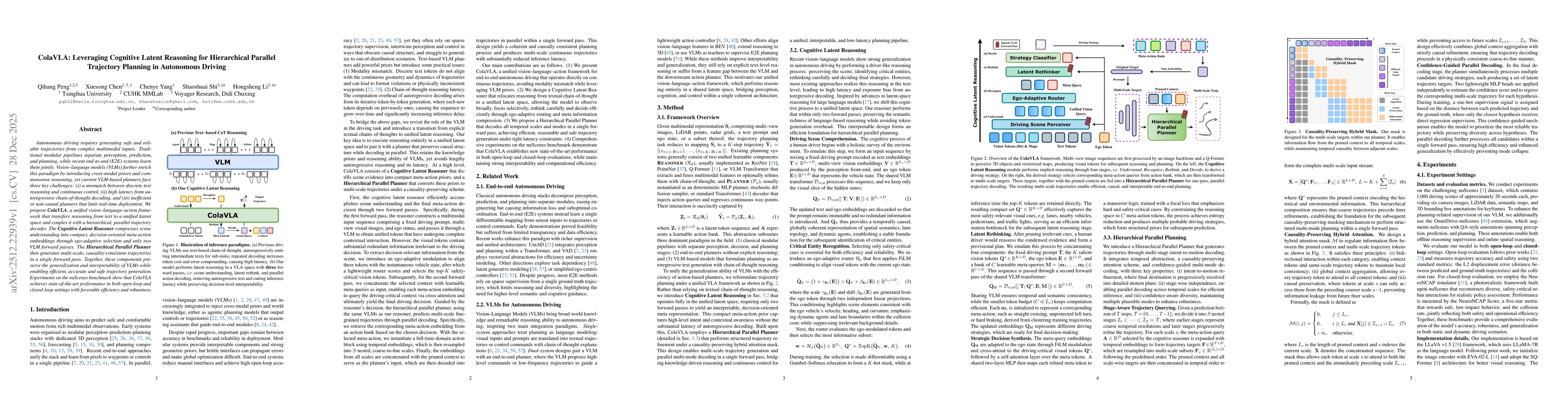 Thumbnail for ColaVLA: Leveraging Cognitive Latent Reasoning for Hierarchical Parallel Trajectory Planning in Autonomous Driving