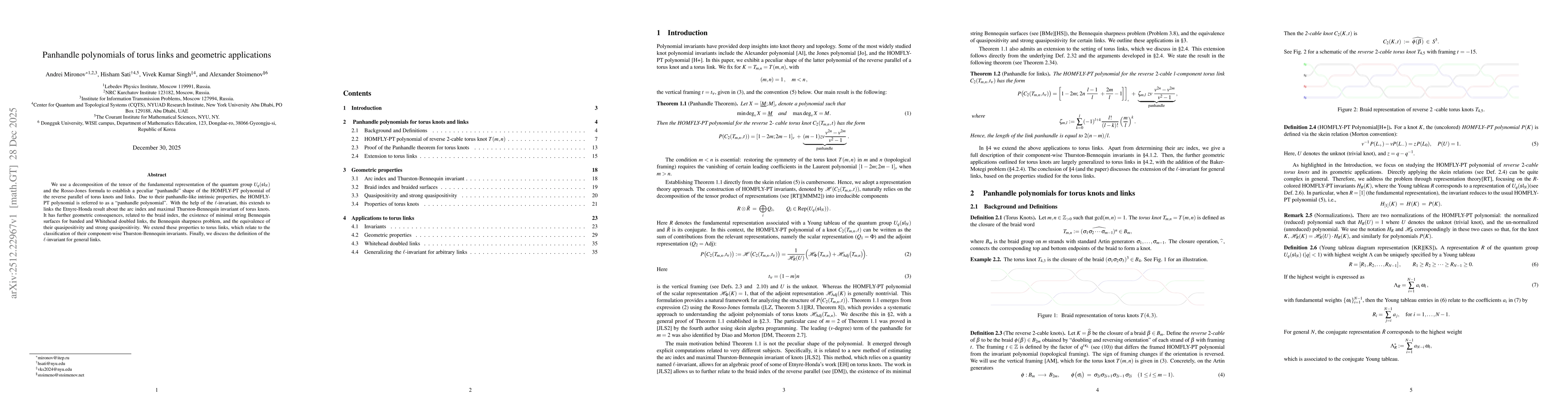 Thumbnail for Panhandle polynomials of torus links and geometric applications
